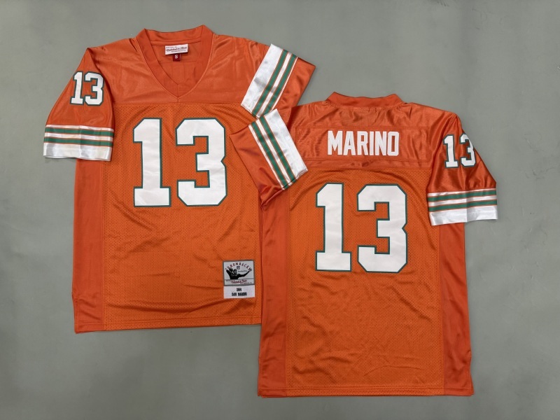 Men 2025 Miami Dolphins #13 Marino orange Throwback Limited NFL Jersey style 002